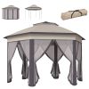 13' x 13' Pop Up Gazebo Hexagonal Canopy Shelter with 6 Zippered Mesh Netting for Patio Backyard Garden Wedding Party