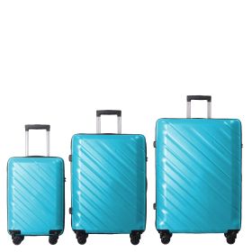 3-Piece Luggage Sets (20", 24", 28"), Suitcase with Wheels, Hardside Suitcase With Four Spinner Wheels and Scratch-Resistant Surface, Peacock Blue