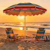 7 FT Beach Umbrella with Sand Anchor UPF 50+ for Garden Pool Backyard Protection against UV Rays