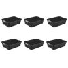 10 Gallon Stacker Tote, Durable Plastic Bin with Latch Lid, Black, 6 Pack