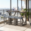4-piece bar table set with power socket, cushioned saddle seat stool, and USB charging port