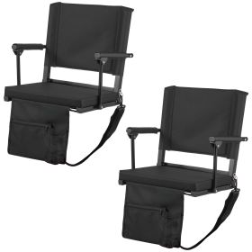 Stadium Seat, Portable Bleacher Seat with Armrest, Back Support and Thick Cushion, Bench Chair for Bleacher Includes Shoulder Strap, Hooks, Cup Holder