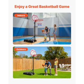 Portable Basketball Stand, 5.2 to 6.9 ft Height Adjustment Basketball Hoop & Goal, Kids Adjustable Basketballs Hoop with Nylon Net & Rolling Wheels