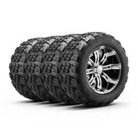 Golf Cart Wheels, 12" 20x10-12 Black Aluminum Alloy Golf Cart Tires and Wheels Combo (Set of 4) Fit Club Car, EZGO, Yamaha