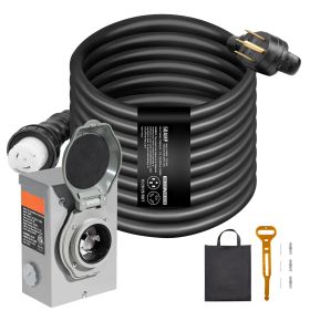 50 Amp Generator Cord and Power Inlet Box Kit, 50FT, NEMA 14-50P/SS2-50R STW 6/3+8/1 AWG Generator Power Cord with Twist Lock Connector
