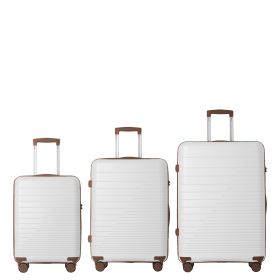 Luggage Set 3 Piece, PP Hardshell Carry on Suitcase with Spinner Wheels & TSA Lock, Lightweight Suitcases for Business, Trip, (20"/24"/28"), White