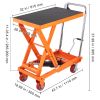 Hydraulic Lift Table Cart, 1100lbs Capacity 35.4" Lifting Height, Manual Single Scissor Lift Table with 4 Wheels and Non-slip Pad