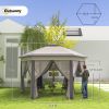 13' x 13' Pop Up Gazebo Hexagonal Canopy Shelter with 6 Zippered Mesh Netting for Patio Backyard Garden Wedding Party