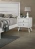 1pc Nightstand White Angled Legs Round Bronze Round Knobs 2-Drawers Bedside Table Bedroom Furniture