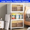 Premium 4 Tier Stackable Plastic Storage Bins with Lids - Foldable Closet Organizers and Storage - Versatile Storage Containers with Wheels for Home