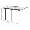 12x10 Pergola Gazebo, Polycarbonate, UV-Fighting Panels, Water-Resistant, Adjustable Adjustable Dimensions, Hardtop, Gray