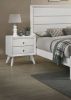 1pc Nightstand White Angled Legs Round Bronze Round Knobs 2-Drawers Bedside Table Bedroom Furniture