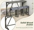 4-piece bar table set with power socket, cushioned saddle seat stool, and USB charging port