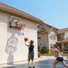 Wall Mount Basketball Hoop, 44-inch PC Backboard Mounted Basketball Hoop Outdoor with Solid Steel, 0.08 inch Thickened Backboard