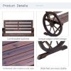 2-Person Seat Bench with Backrest Wooden Wagon Wheel Bench, Rustic Outdoor Patio Furniture-AS ( Amazon Shipping)(Prohibited by WalMart)